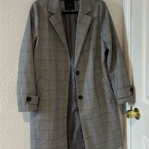 Elodie Gray Plaid Blazer Coat